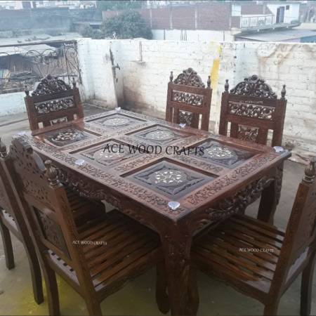 Ace Wood Crafts Wooden 6 Seater Dining Furniture For Home Manufacturers, Suppliers, Exporters in Sonipat