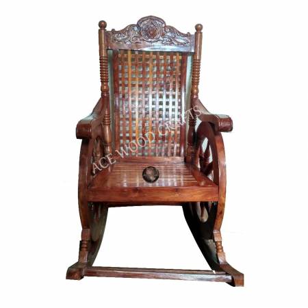 Flower Design Wooden Rocking Chair Manufacturers, Suppliers, Exporters in Sonipat