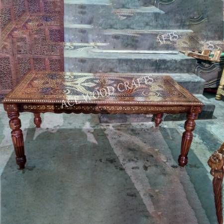 Hand carved Center Table With Full Brass Work Manufacturers, Suppliers, Exporters in Chandigarh
