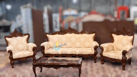 Luxurious Handcrafted 3+2 Seater with Jacquard Floral Upholstery Manufacturers, Suppliers in Saharanpur