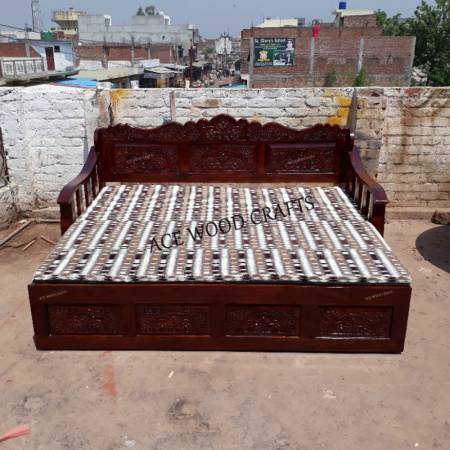 Luxurious Teak Wood Sofa Cum Bed Manufacturers, Suppliers, Exporters in Chandigarh