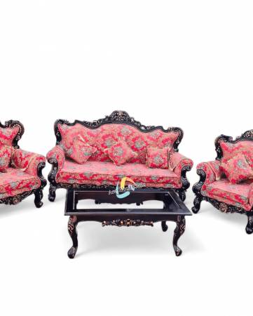 Luxurious Turkish Sofa Set with Carved Center Table - Ace Wood Crafts Manufacturers, Suppliers, Exporters in Chandigarh