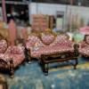 Maharaja Sofa Set – Handcrafted Sheesham Wood Sofa with Swift Mahroon Fabric Manufacturers, Suppliers, Exporters in Chandigarh