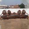 Modern Brown Hand Carved Wooden Sofa Puffy Set Manufacturers, Suppliers, Exporters in Chandigarh