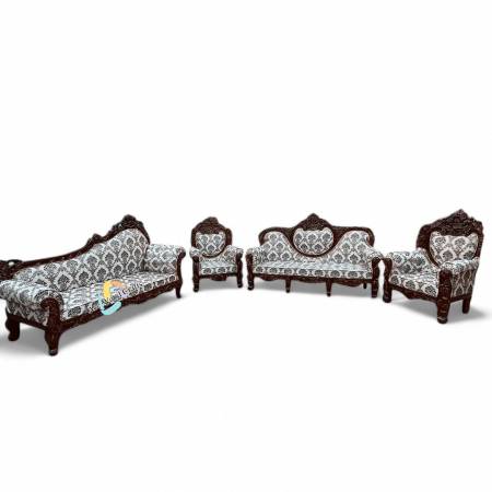 Turkish Teakwood Heart-Shaped 8-Seater Sofa Set in Rich Walnut Finish – Ottoman-Inspired Sofa for Living Room Manufacturers, Suppliers in Saharanpur