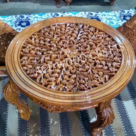 Wooden Carved Centre Table Handcrafted Sheesham Wood Table with Customization Ace Wood Crafts Manufacturers, Suppliers, Exporters in Chandigarh